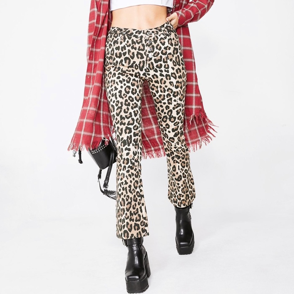 Current Mood Cheetah Flare Jeans